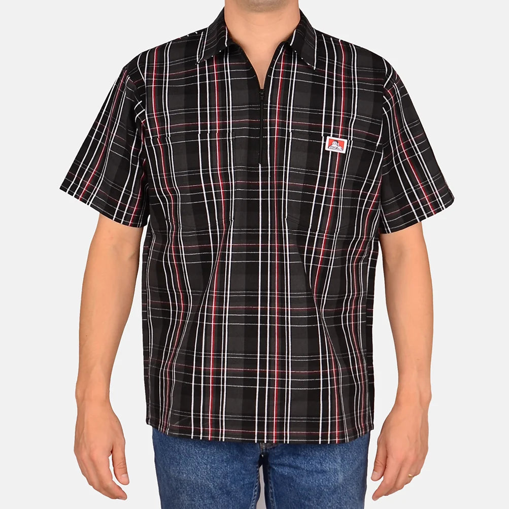 1/2 ZIPPER S/S PLAID