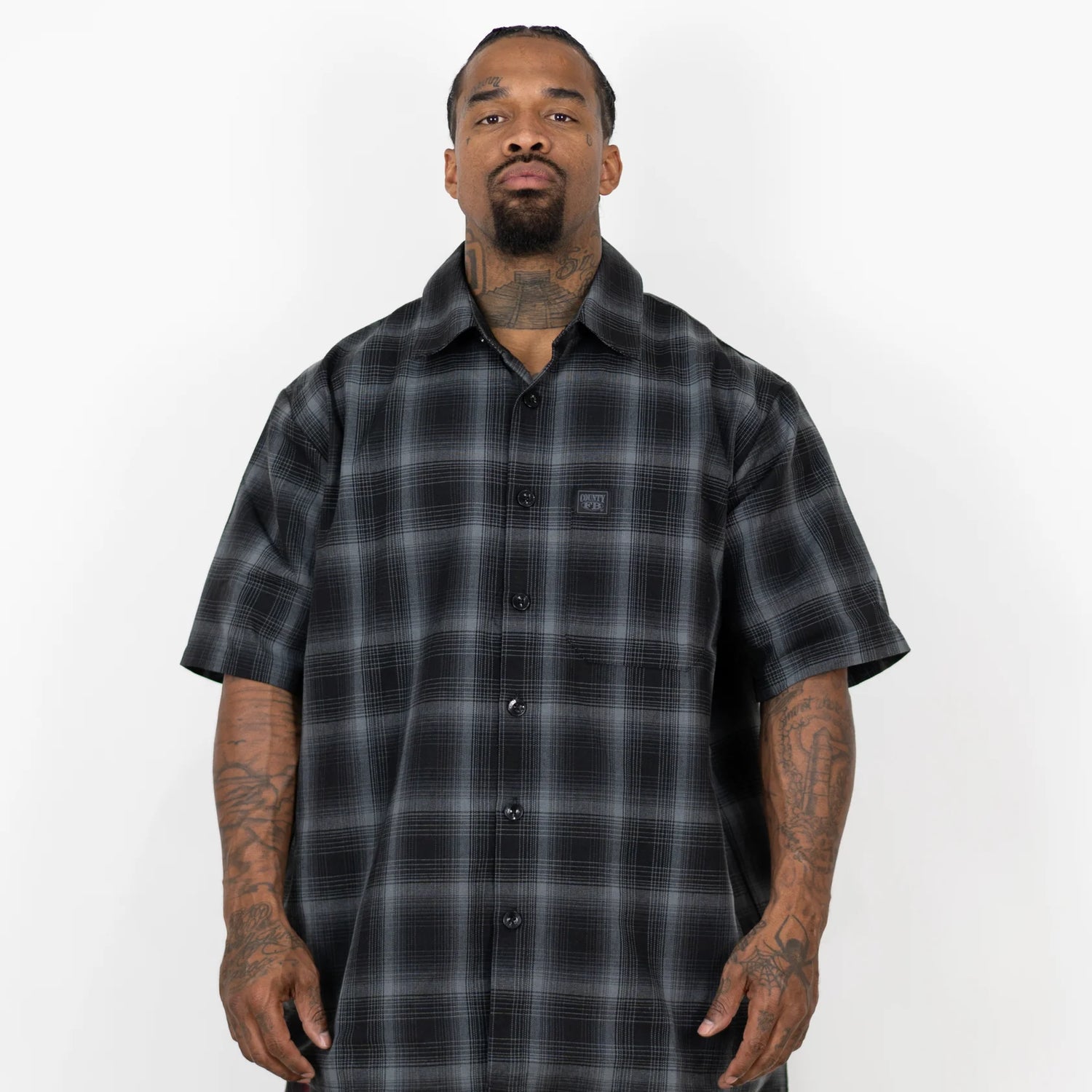 FB COUNTY SHORT SLEEVE CHECKER FLANNEL SHIRT