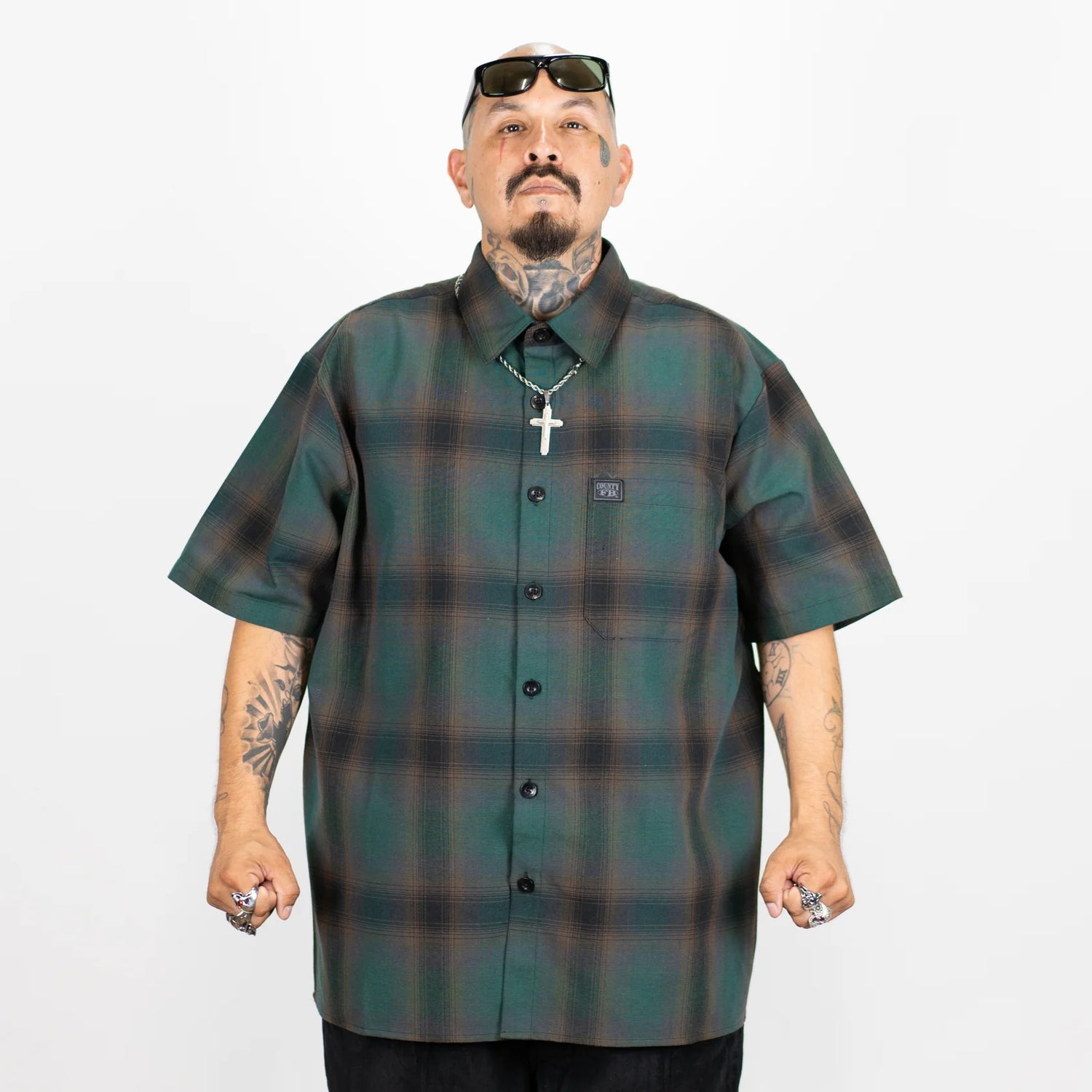 FB COUNTY SHORT SLEEVE CHECKER FLANNEL SHIRT
