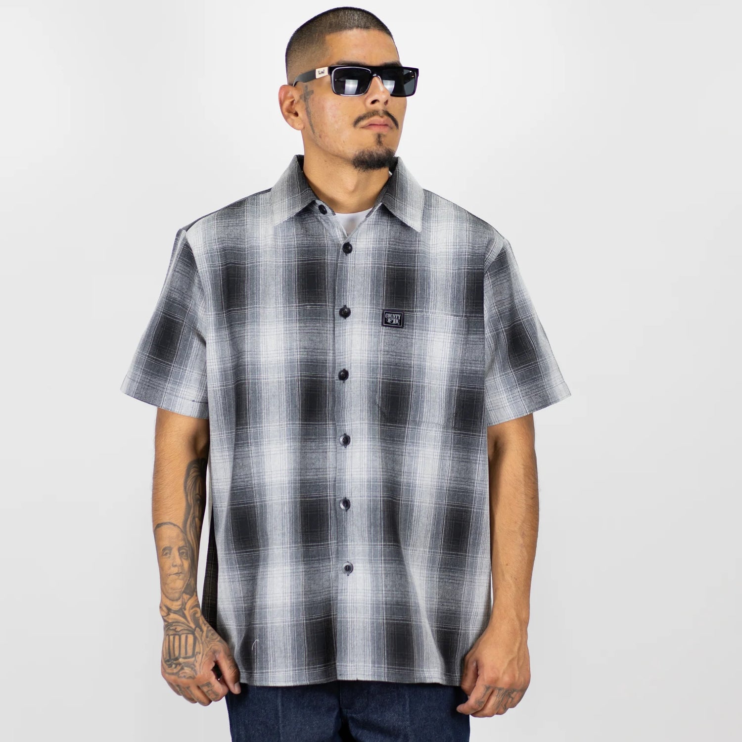 FB COUNTY SHORT SLEEVE CHECKER FLANNEL SHIRT