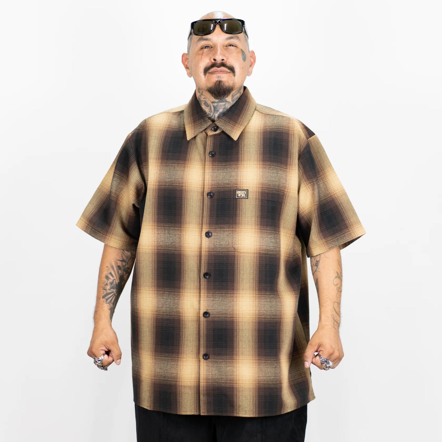 FB COUNTY SHORT SLEEVE CHECKER FLANNEL SHIRT