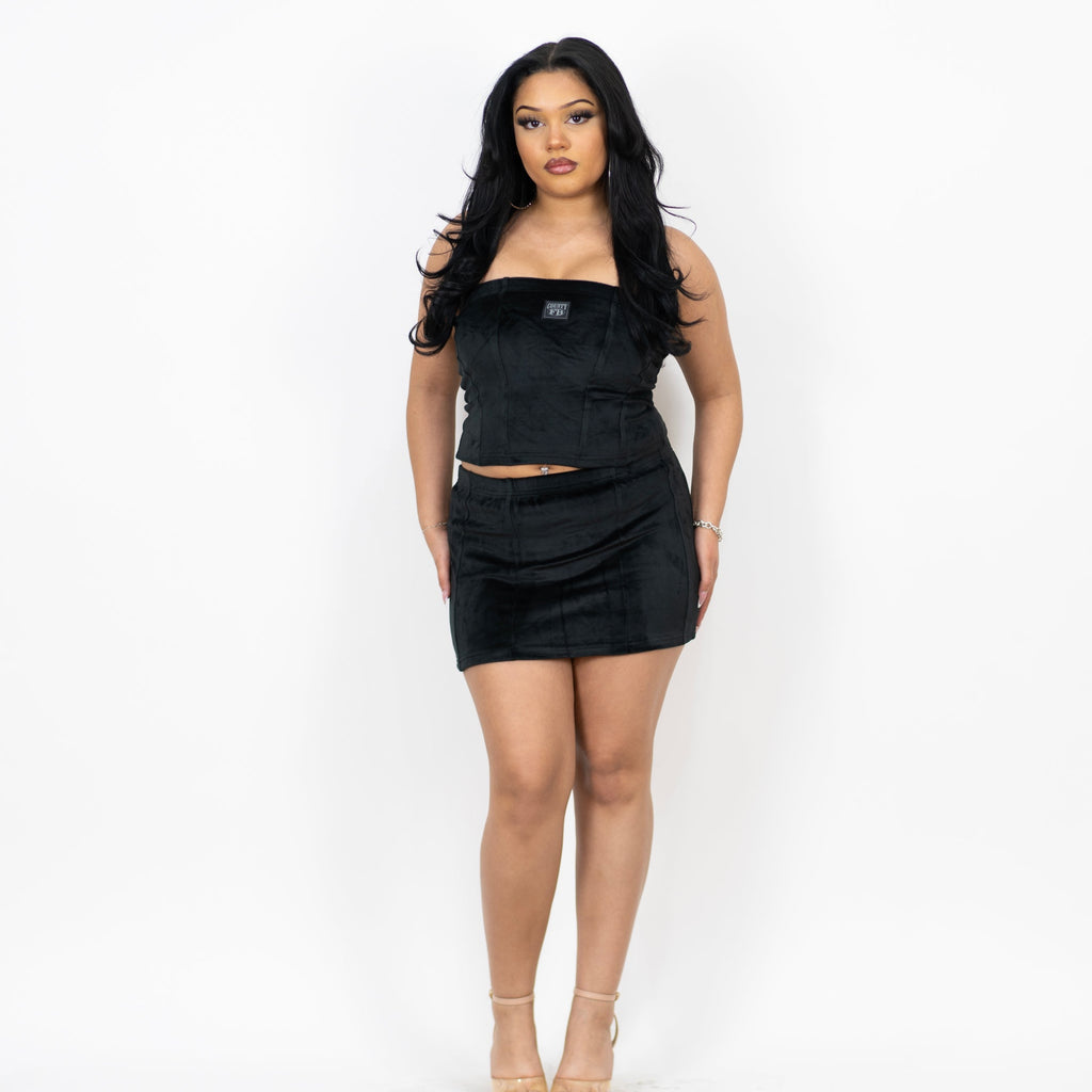 FB COUNTY VELOUR CORSET & SKIRT SET