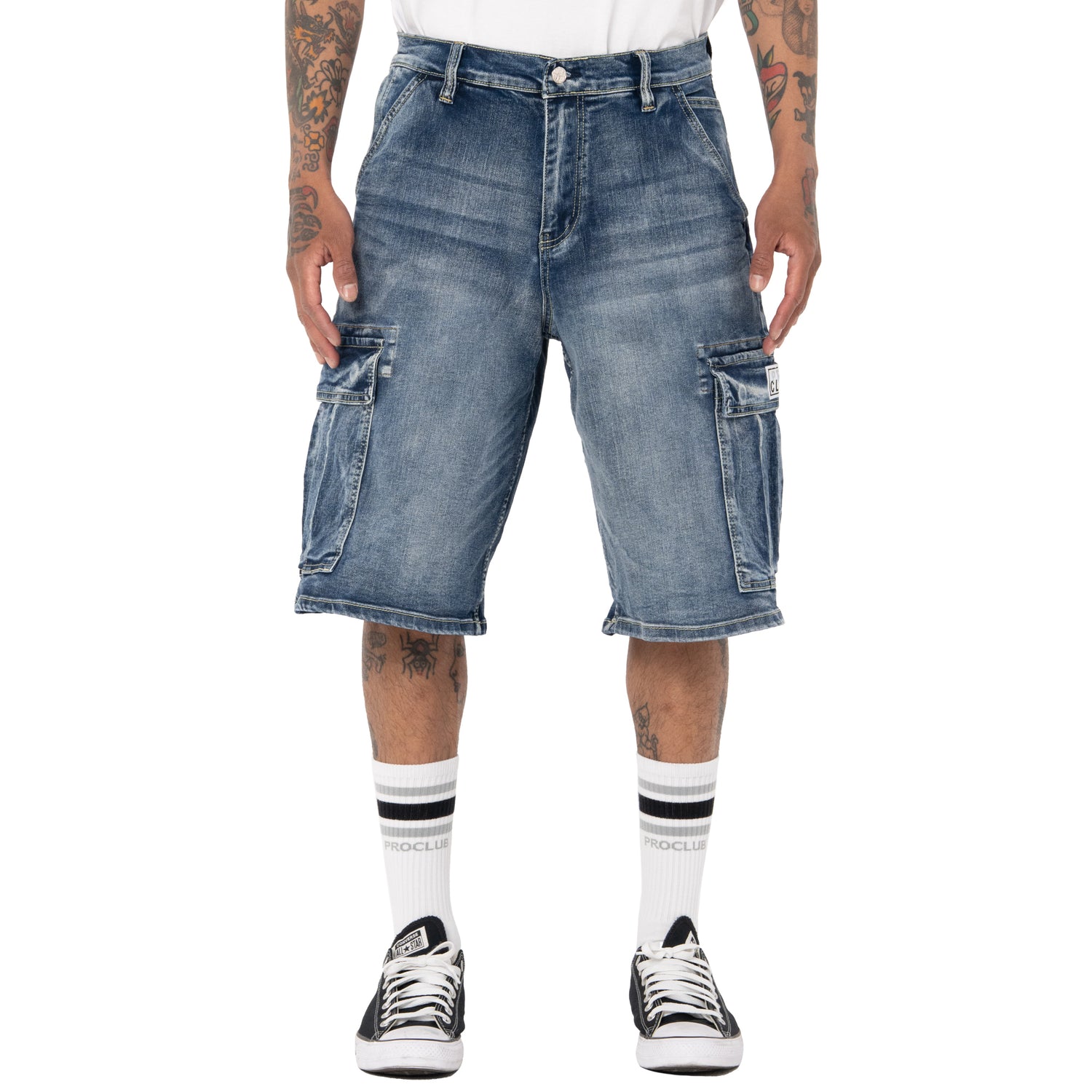 Pro Club Men's Baggy Denim Cargo Short