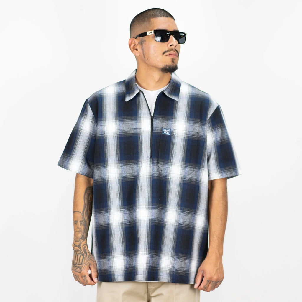 FB COUNTY SHORT SLEEVE CHECKER ZIP SHIRT