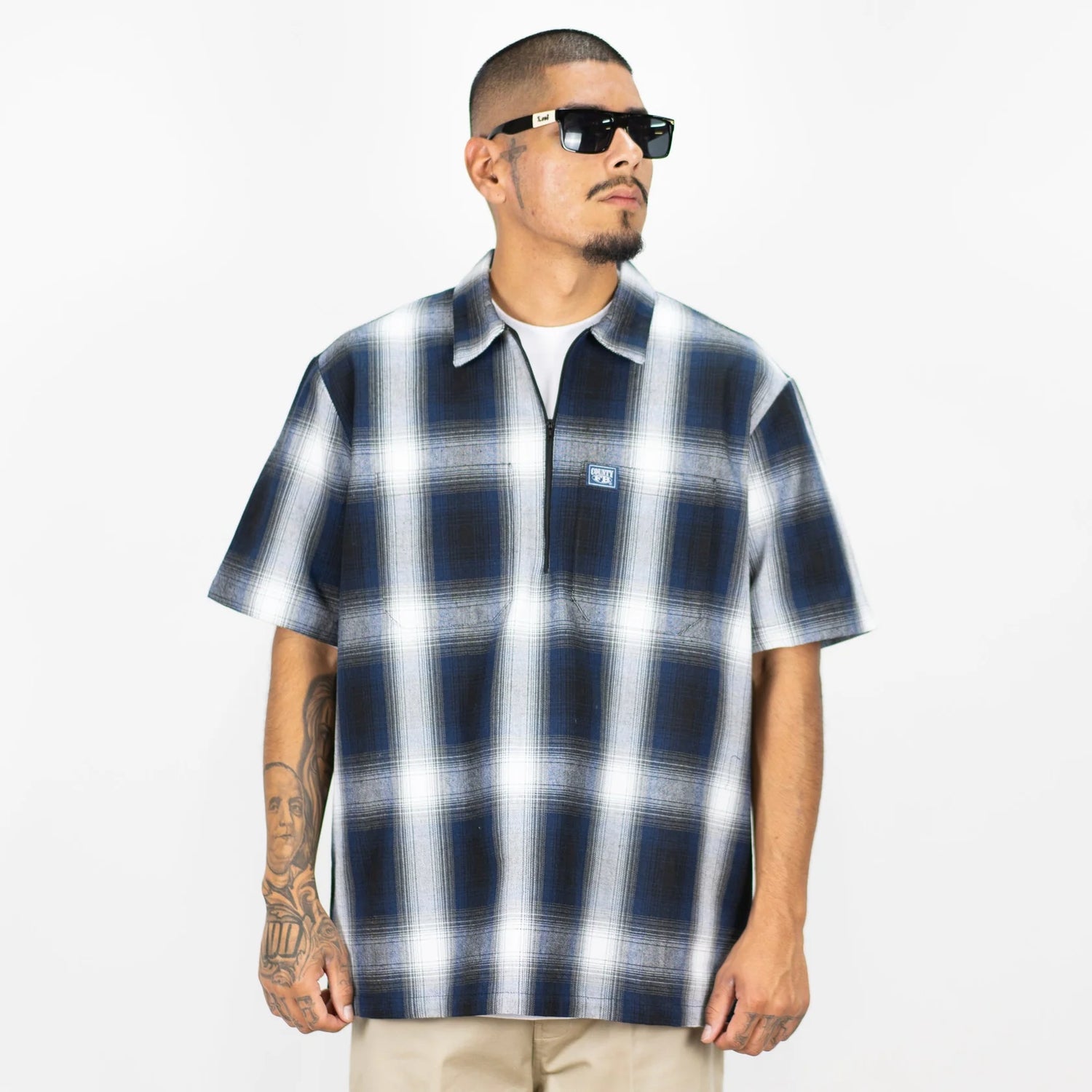 FB COUNTY SHORT SLEEVE CHECKER ZIP SHIRT