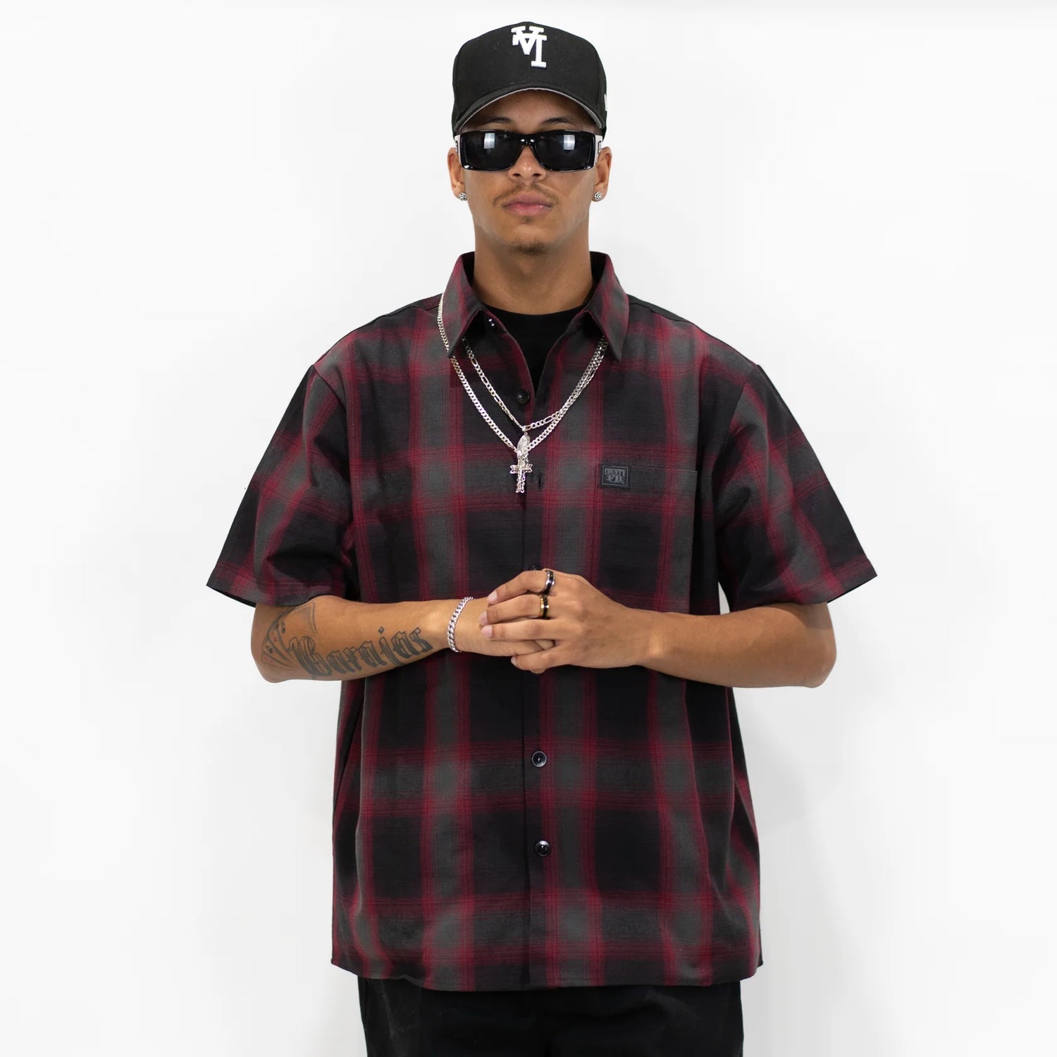 FB COUNTY SHORT SLEEVE CHECKER FLANNEL SHIRT